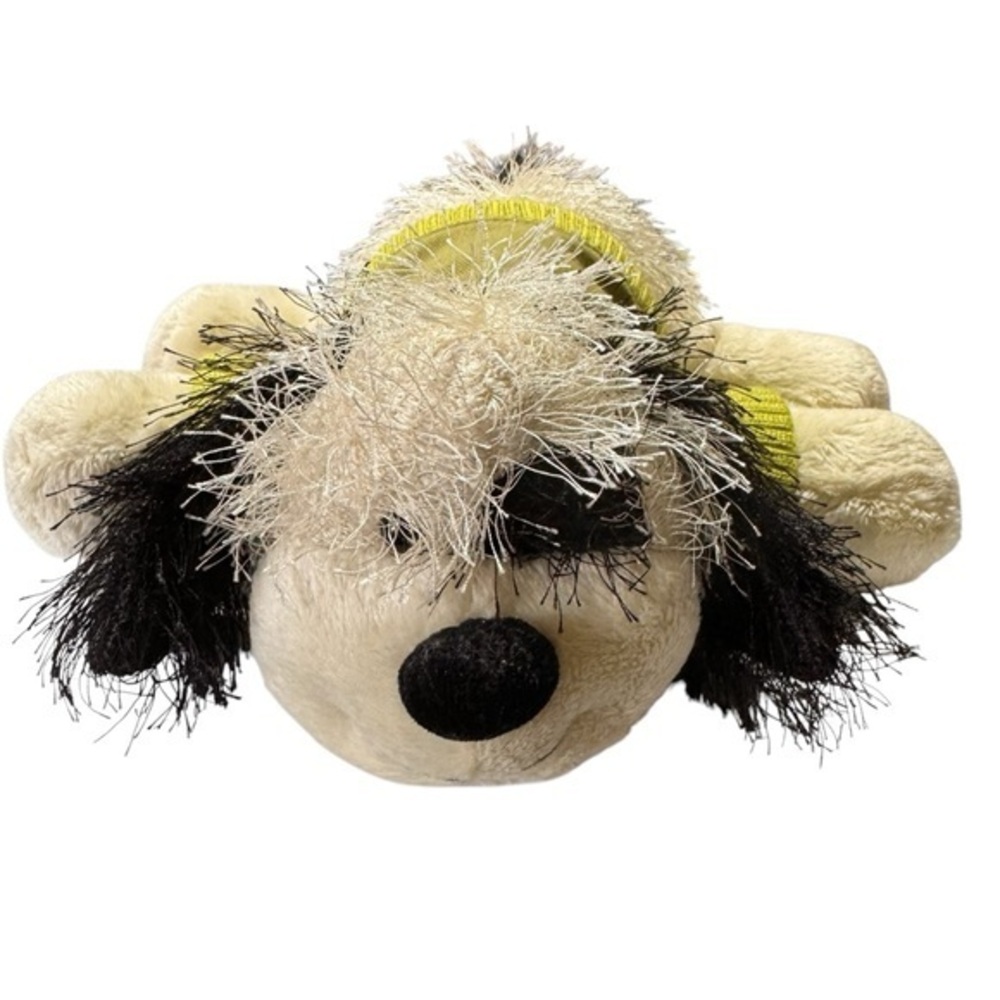 RARE & Retired Webkinz "Black & White Cheeky Dog" w/ green patch sweater EUC